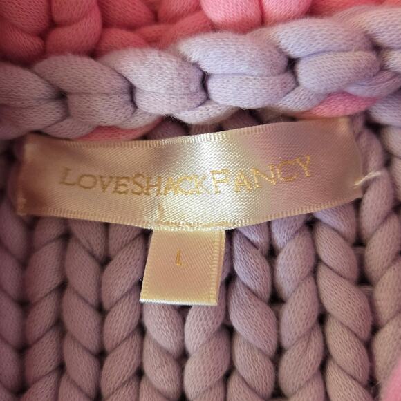 LoveShackFancy Horatio Oversized Cardigan Sweater Multicolor Knit Tassel Tie - Picture 7 of 8